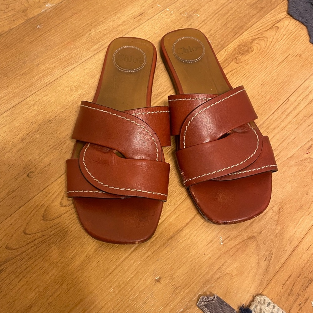 Chloe Brown Leather Sandals